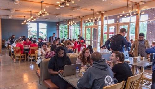 Students dining in St. Gertrude's Cafe